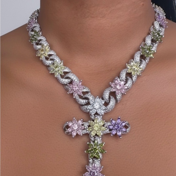 Elegant Purple and Silver Necklace 18inch - Picture 7 of 9